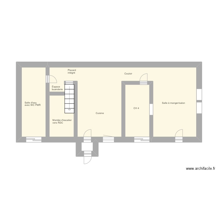 Rez de jardin Sainte Croix. Plan de 1 pièce et 32 m2