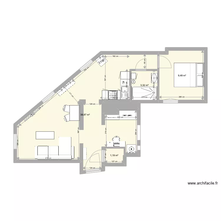 Alfortville vraies Mesures Cuisine d&eacute;plac&eacute;e. Plan de 