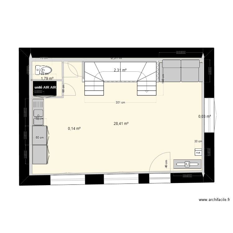 cotes 1er niveau RENANCOURT 1ERE VERSION. Plan de 6 pièces et 33 m2