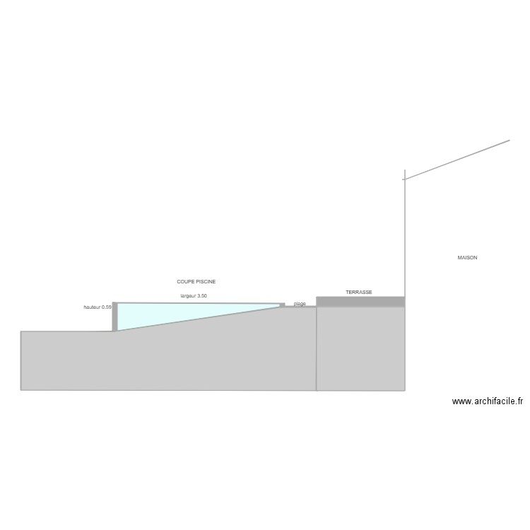 coupe piscine. Plan de 0 pièce et 0 m2