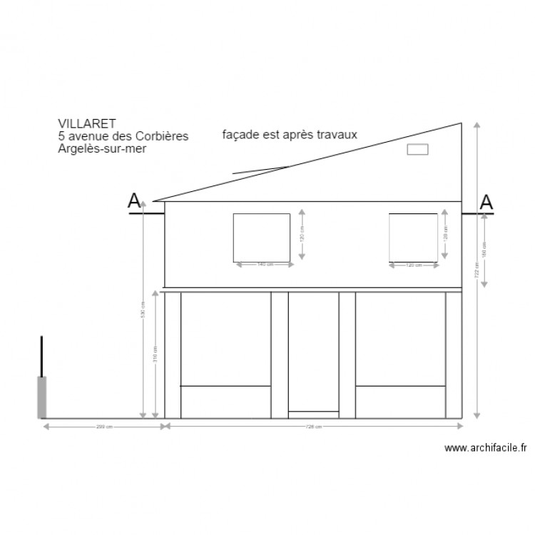 façade Est après travaux. Plan de 0 pièce et 0 m2