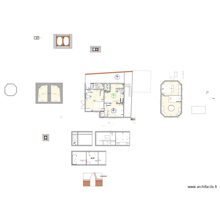 casa maya 2. Plan de 15 pièces et 81 m2