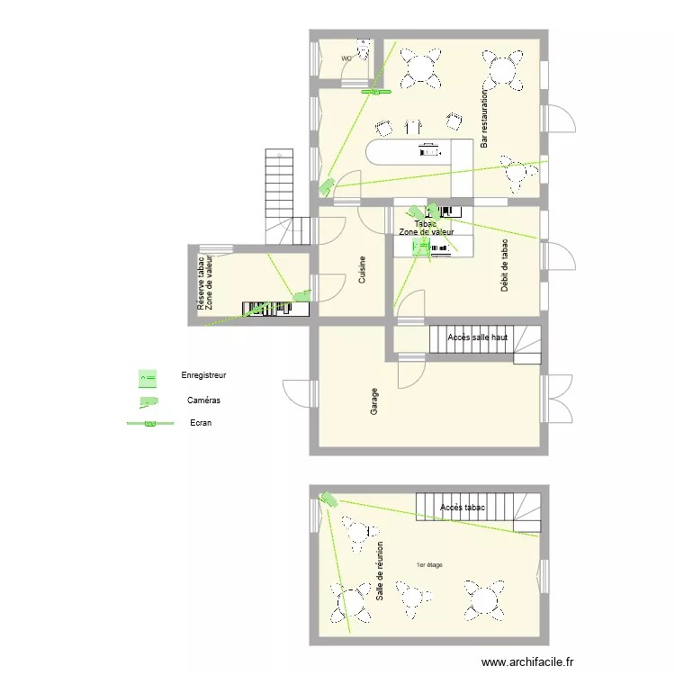 Tabac K FEE LA GROASSE Vid&eacute;o Protection. Plan de 