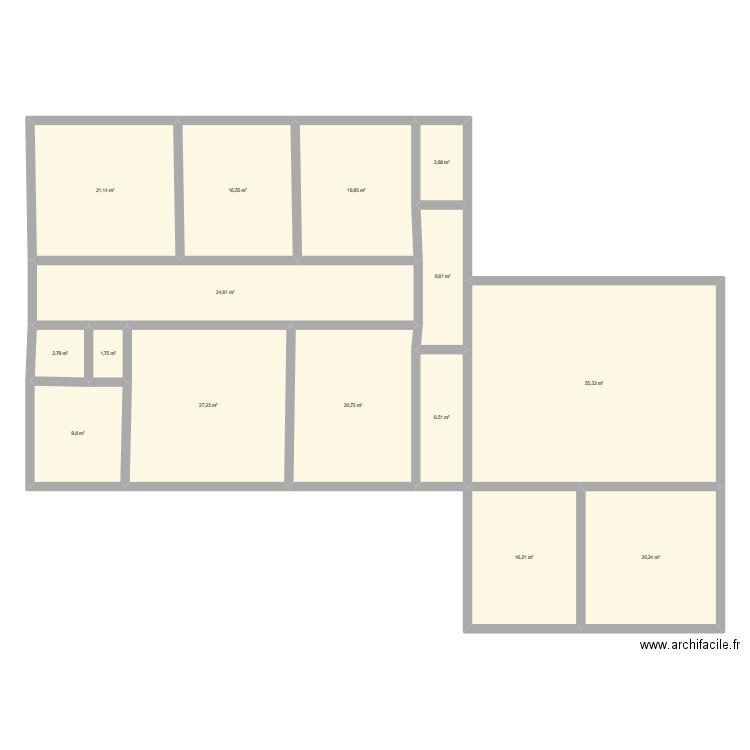 Maison1. Plan de 15 pièces et 250 m2