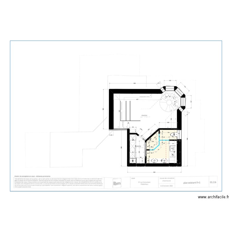 CORTAMBERT v4. Plan de 3 pièces et 10 m2