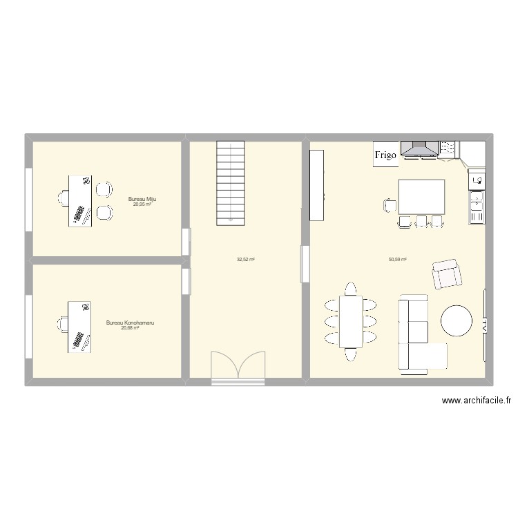 PLan maison miju . Plan de 4 pièces et 125 m2
