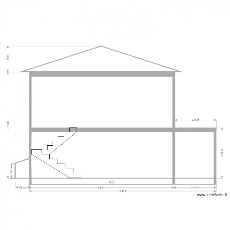 coupe 1. Plan de 0 pièce et 0 m2