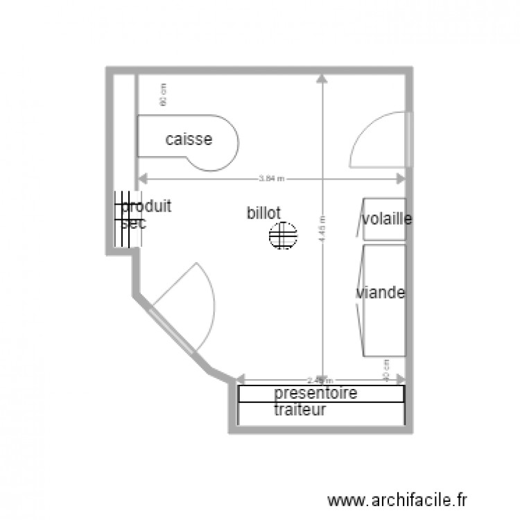 BOUCHERIE. Plan de 1 pièce et 18 m2