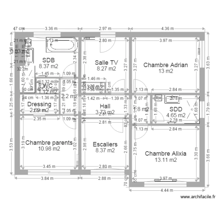 Moulin 1er &eacute;tage 10 07. Plan de 