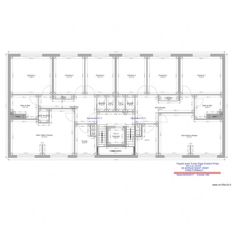 Hocin avent 3 eme etage existant projet 1. Plan de 0 pièce et 0 m2