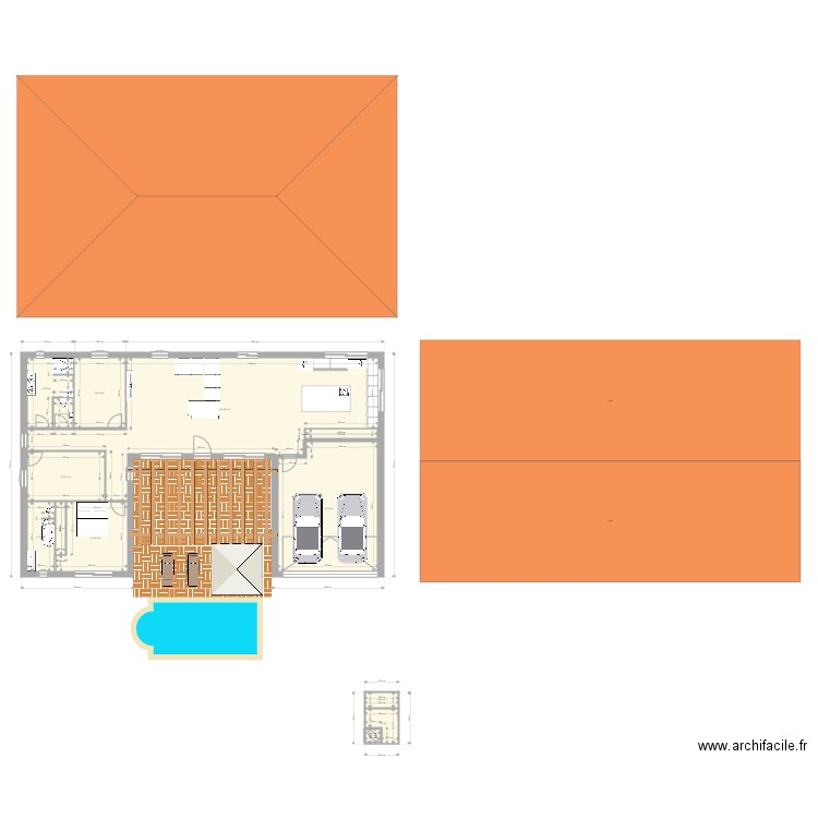 maison en u 3. Plan de 13 pièces et 192 m2