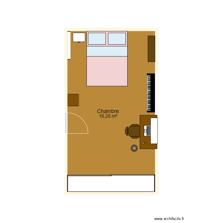 Chambre. Plan de 1 pièce et 16 m2