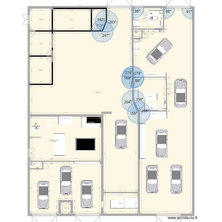 atelier complet. Plan de 11 pièces et 666 m2