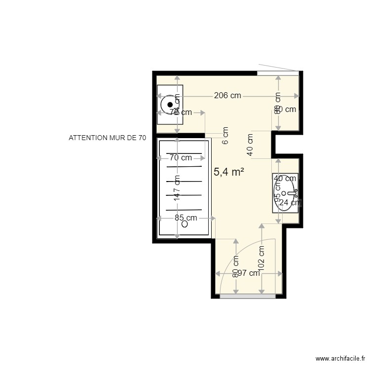 TARLET DANIELLE . Plan de 1 pièce et 5 m2