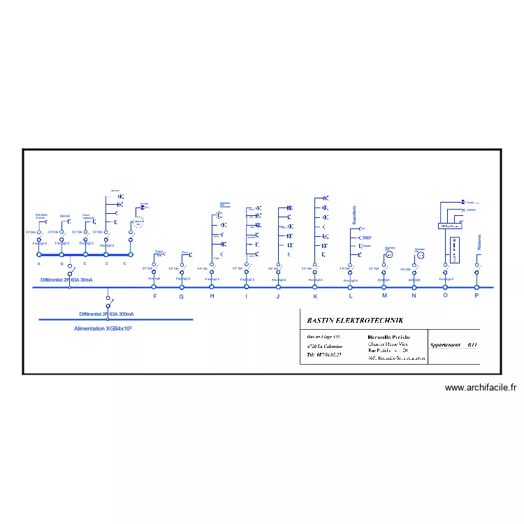 Appartement Meuse View  B11 Schema unifilaire. Plan de 