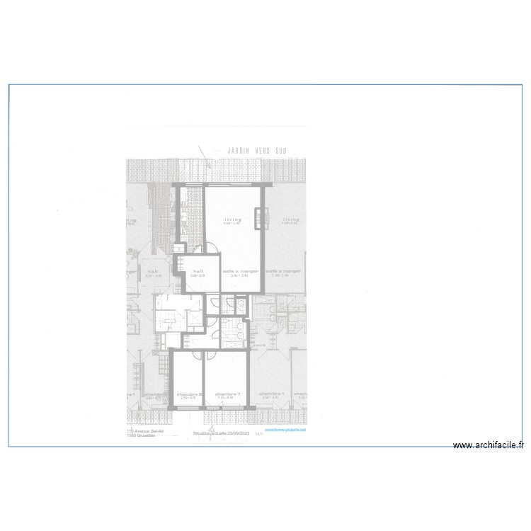 WIELEMANS SITUATION ACTUELLE 060923. Plan de 8 pièces et 130 m2