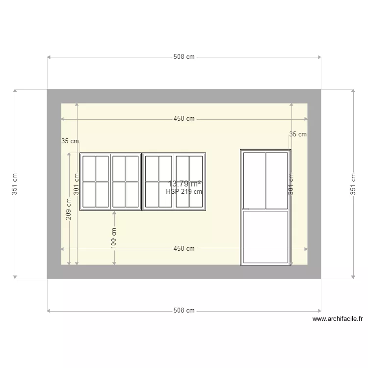 PLAN ELEVATION BAIE VITREE STUDIO. Plan de 