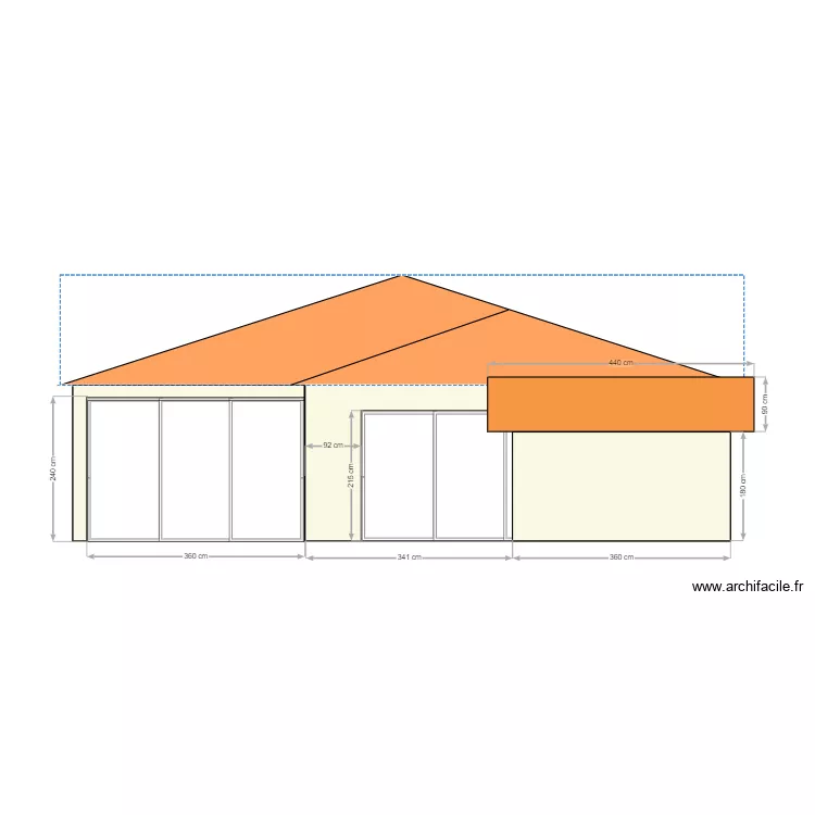 Fa&ccedil;ade Sud Maison et Local Technique. Plan de 