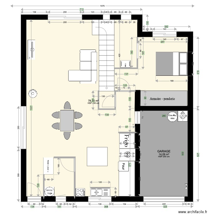 projet pinet 1. Plan de 2 pièces et 92 m2