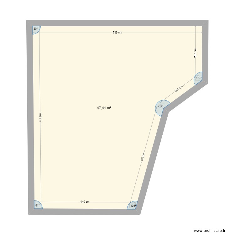 new house. Plan de 1 pièce et 47 m2