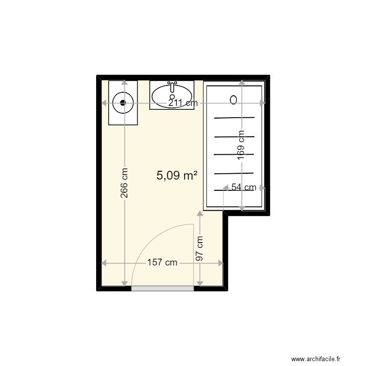 BEDU ODETTE . Plan de 1 pièce et 5 m2