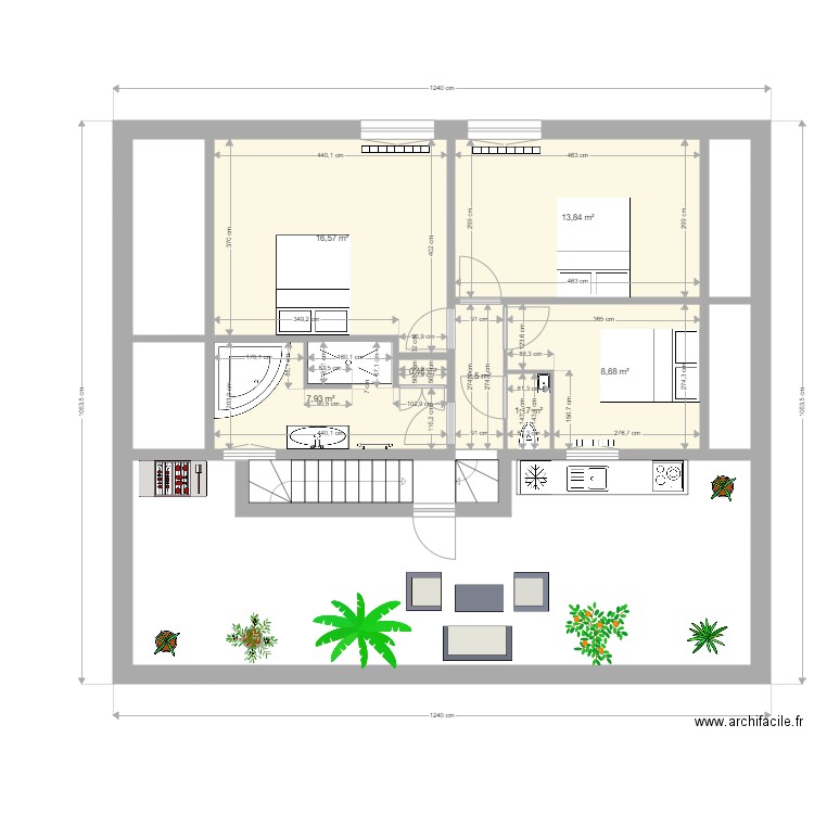etage atualise 4. Plan de 12 pièces et 107 m2