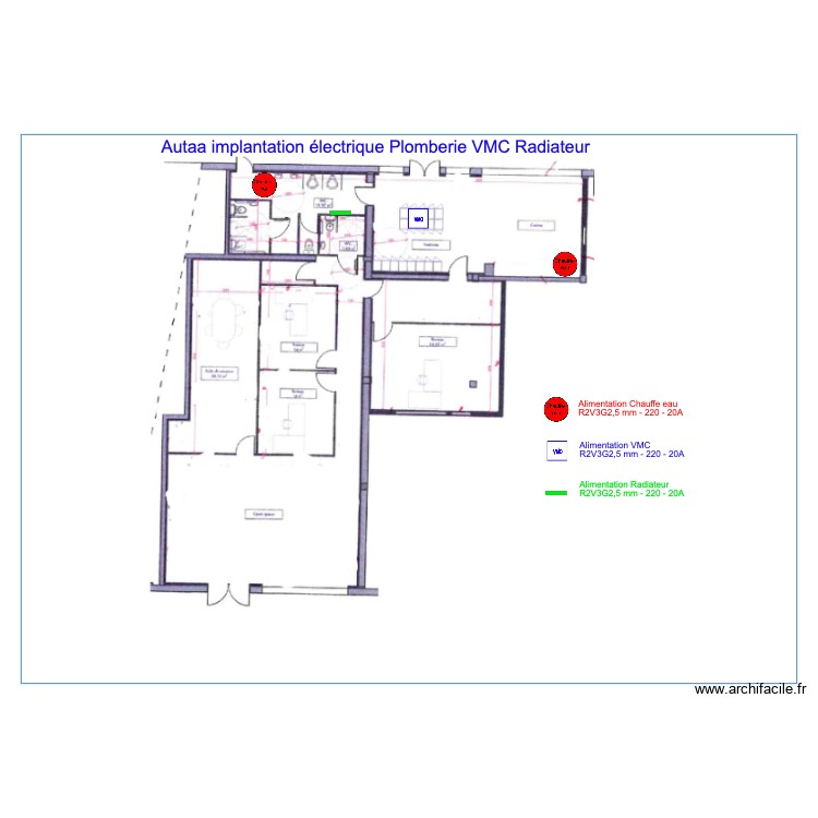 Autaa implantation &eacute;lectrique Plomberie VMC Radiateur . Plan de 0 pièce et 0 m2