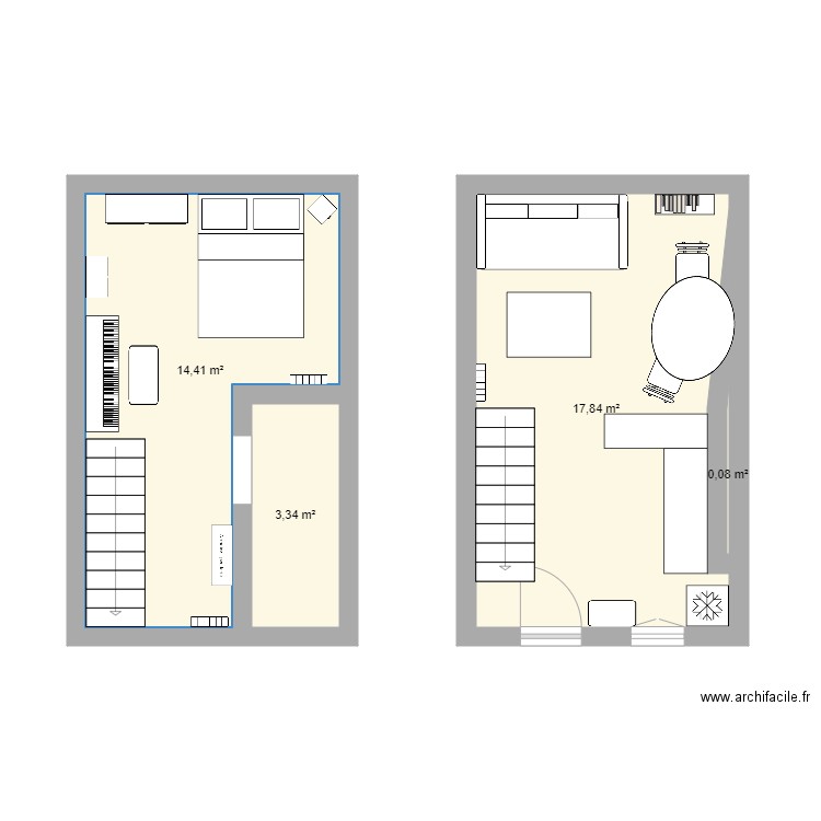 jarnac. Plan de 4 pièces et 36 m2