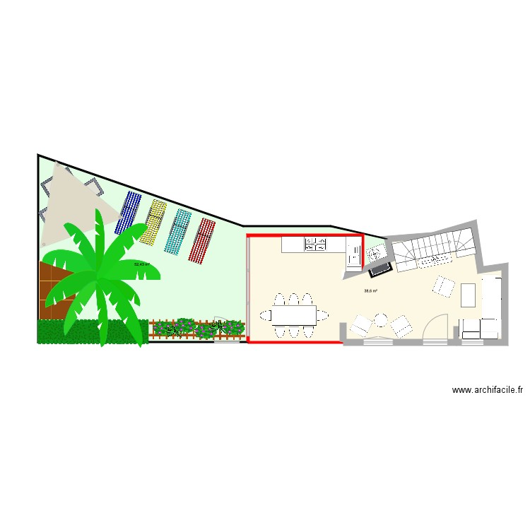 ESQUISSE MAUDELONDE 8 MODIF1. Plan de 2 pièces et 91 m2