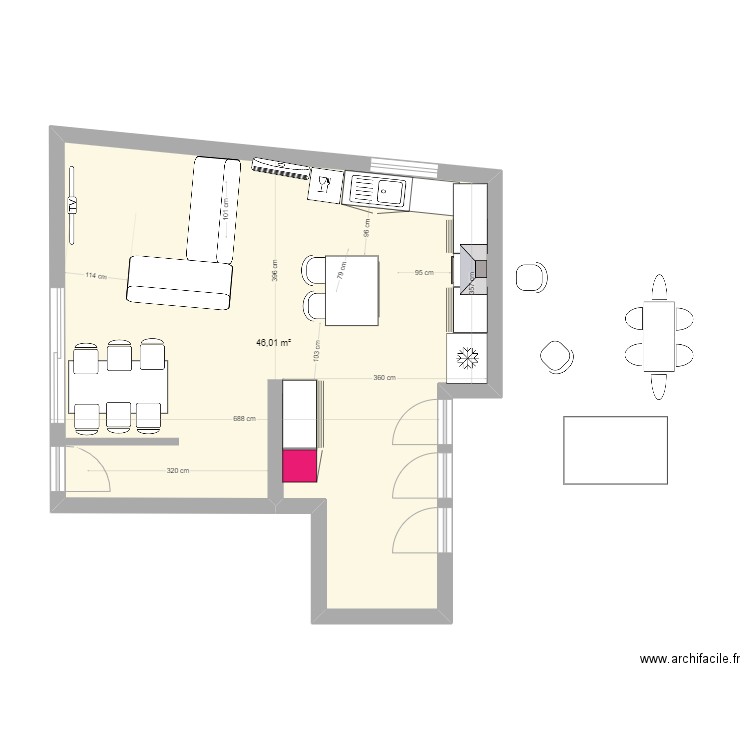 seb 2. Plan de 1 pièce et 46 m2