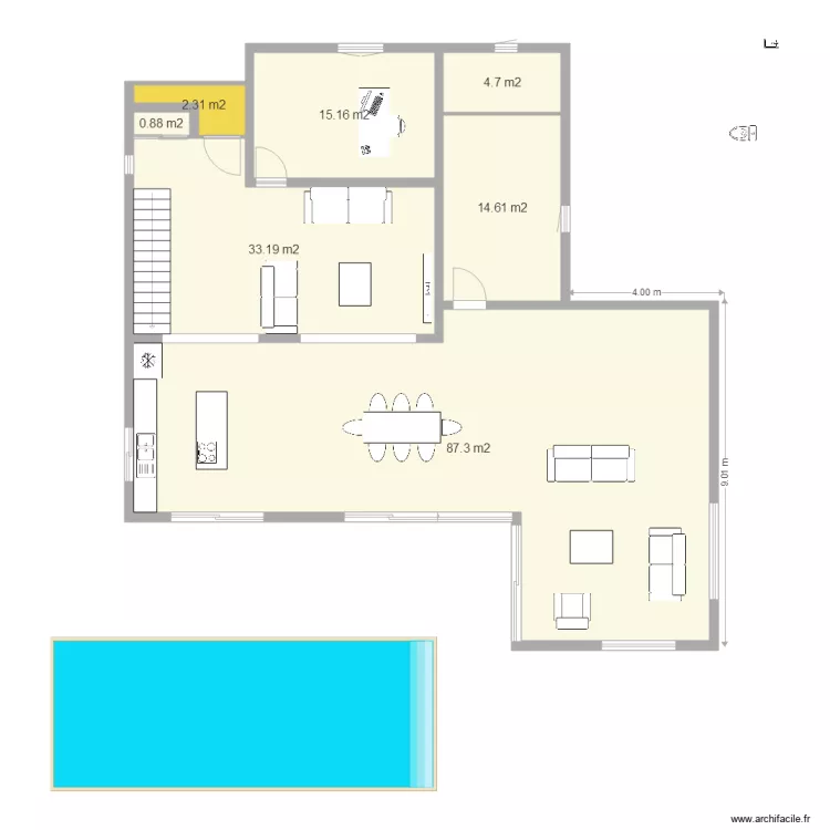 RdC extension par le cote 55. Plan de 