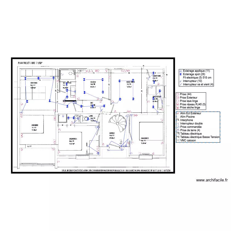 Chantier Electricite Bourgeois RDC. Plan de 