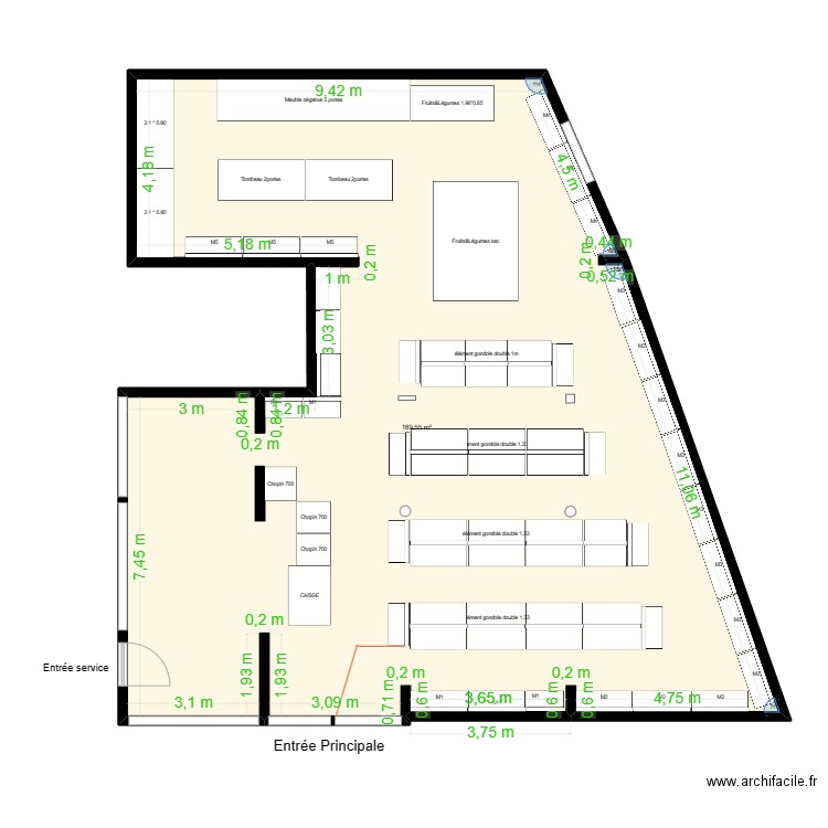 Bagatelle Implantation. Plan de 1 pièce et 170 m2