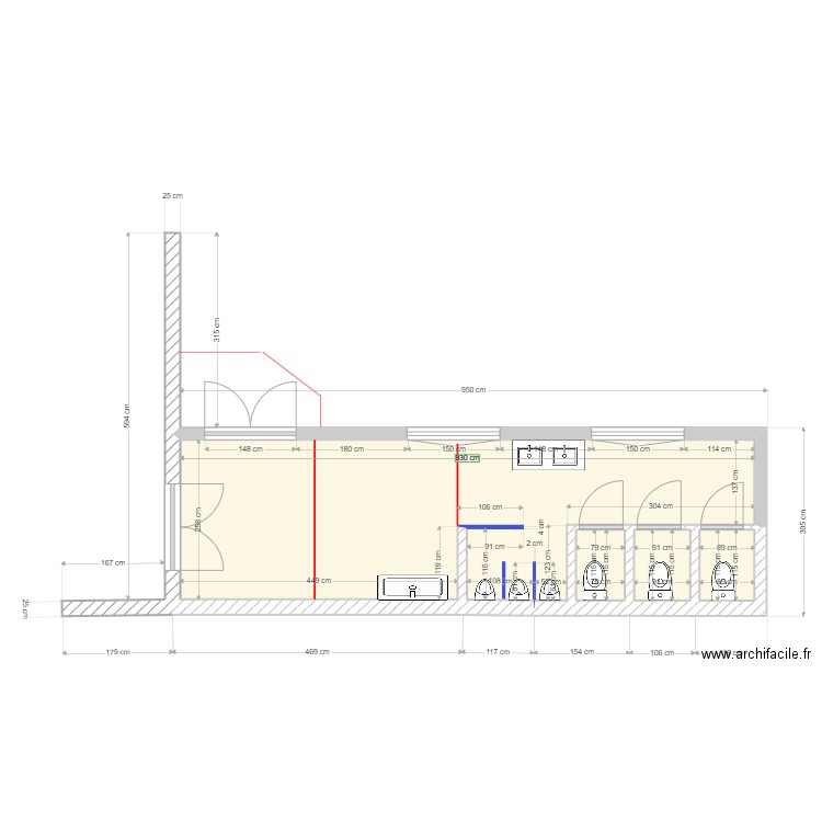 bloc nouveau sud. Plan de 4 pièces et 23 m2