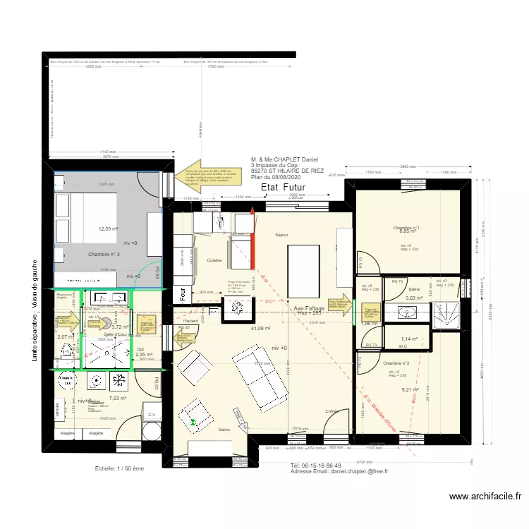 Vue en plan Projet 3 Impasse du Cep. Plan de 