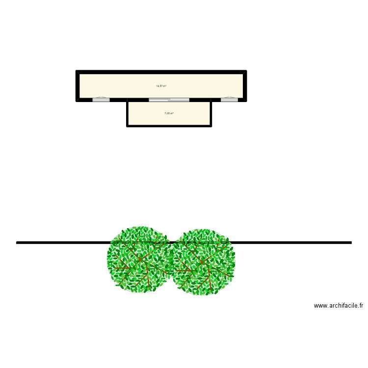 vue conte. Plan de 6 pièces et 65 m2