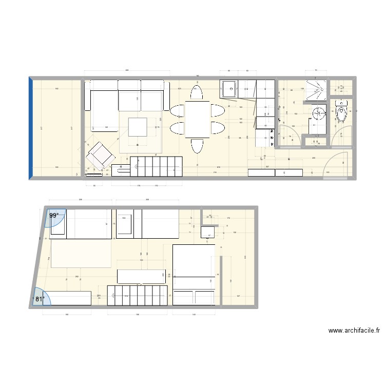 Appart LPSM. Plan de 7 pièces et 54 m2