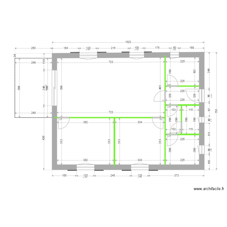 FULGENCE CLOISONS. Plan de 9 pièces et 77 m2