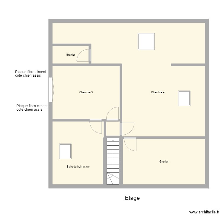 Croquis PRIOUX Etage. Plan de 7 pièces et 102 m2