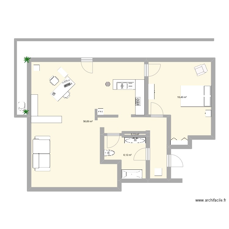 résidence of dexter morgan. Plan de 4 pièces et 81 m2