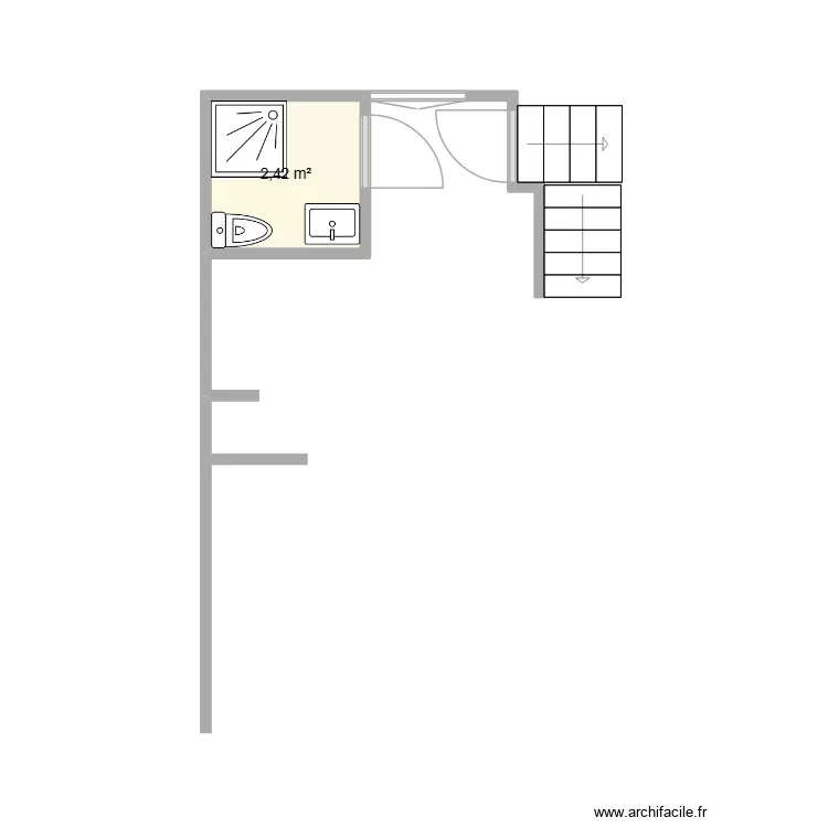 Chambre. Plan de 1  et 2 m²