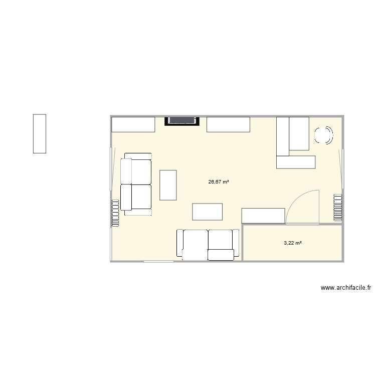 Plan Salon 1. Plan de 2 pièces et 30 m2