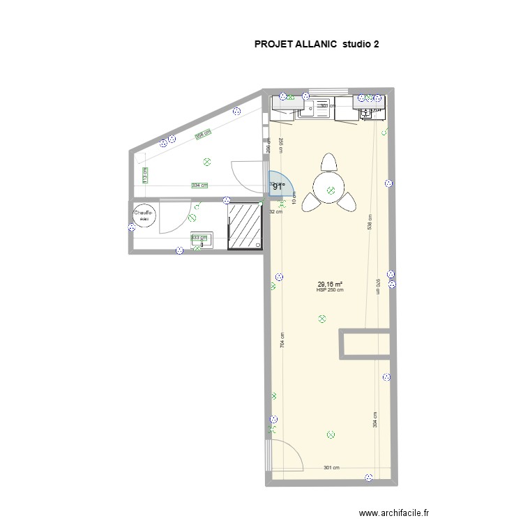 projet allanic Studio 2. Plan de 1 pièce et 29 m2