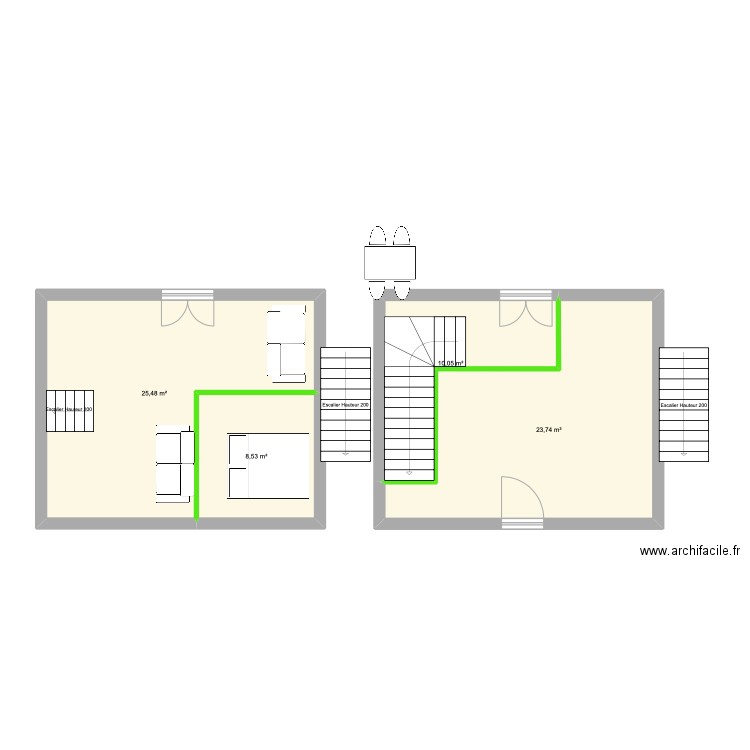 RDC AirBnb 230825. Plan de 4 pièces et 68 m2