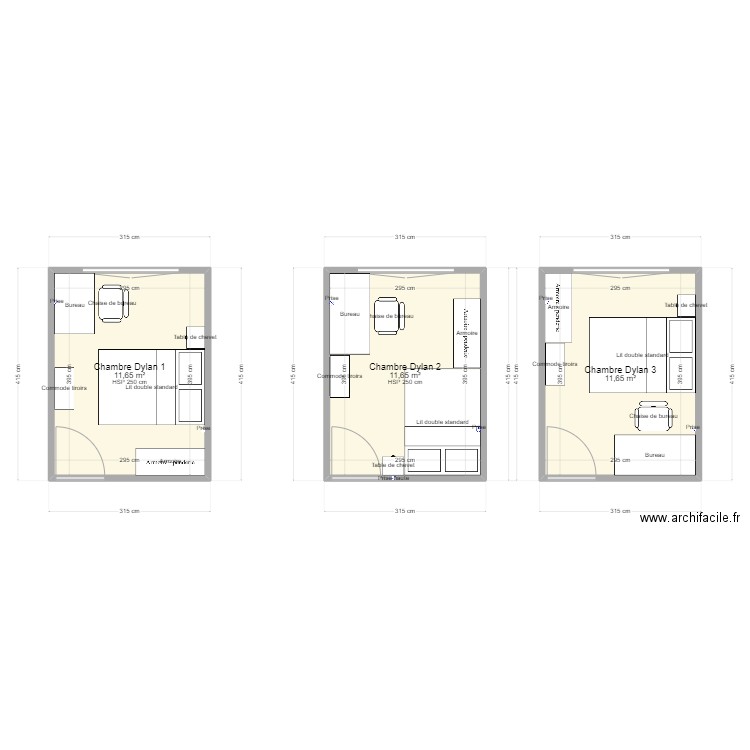 Plan Casa D. Plan de 3 pièces et 35 m2