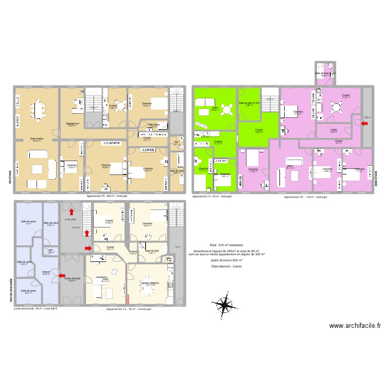 RUSCADE. Plan de 47 pièces et 672 m2