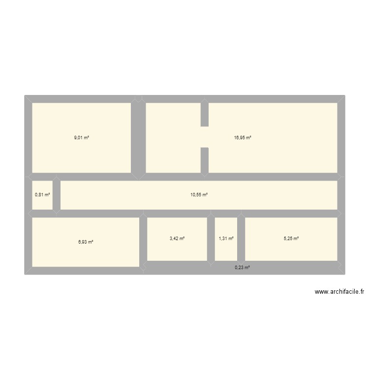 uiui_. Plan de 9 pièces et 54 m2