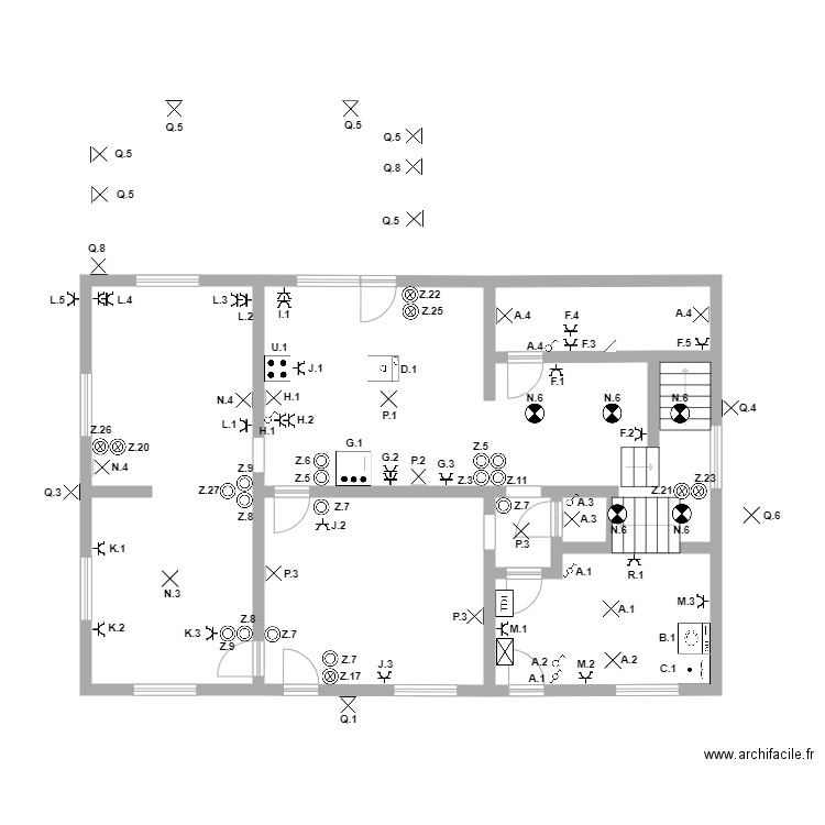 turpange. Plan de 24 pièces et 642 m2