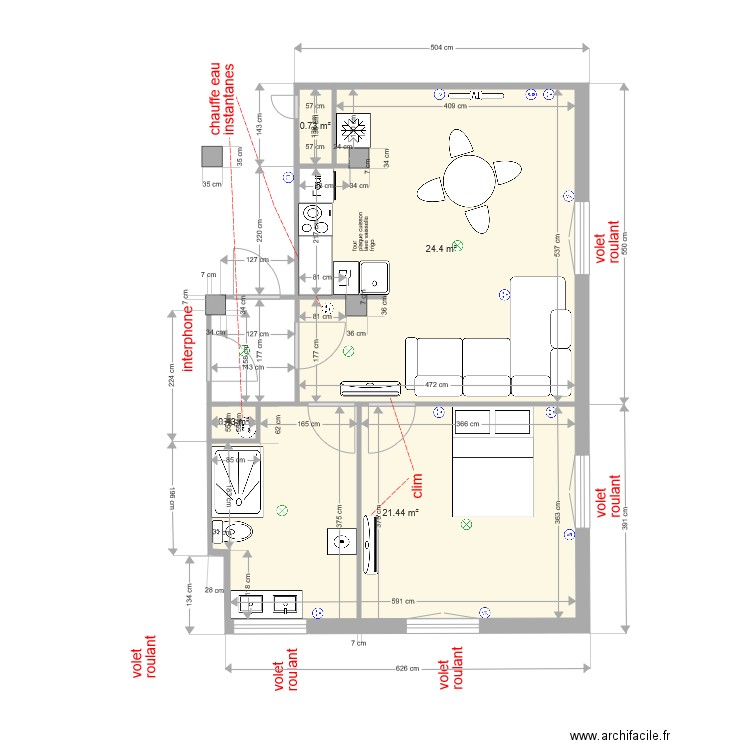 studio 1e etage  no1 electricité. Plan de 0 pièce et 0 m2