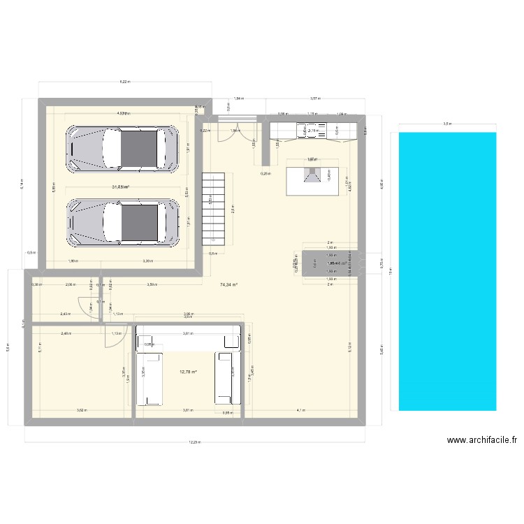 maison. Plan de 4 pièces et 119 m2